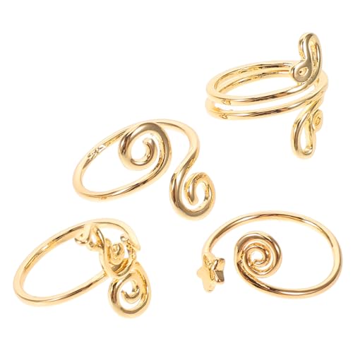 LIFKOME 4 Stück Verstellbare Zehenringe für Damen im Set mit Zirkonia Goldene Fußschmuck für Sommer Am Strand Stilvolles Design für Füße von LIFKOME