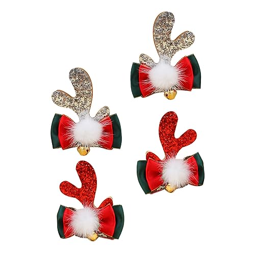 LIFKOME 4stücke Weihnachts-haarclips Mit Schleife Und Rentiergeweih Für Mädchen Süße Weihnachts-haarspangen Für Partys Und Besondere Anlässe von LIFKOME