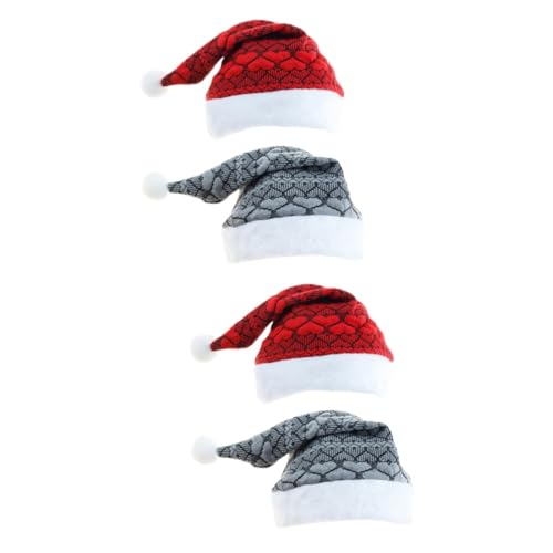 LIFKOME 4 Stück Weihnachtsmütze Weihnachtsmannmütze Weihnachten verkleiden sich Hüte Mädchen Mützen Mützen weihnachtsbekleidung weihnachtsklamotten Weihnachtsmann-Mützen Textil rot von LIFKOME