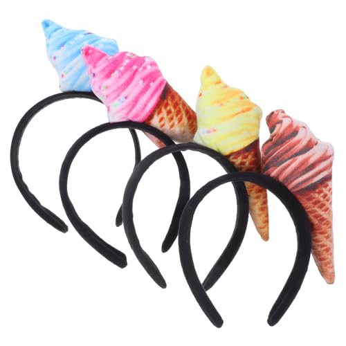 LIFKOME 4stücke Eiscreme-stirnbänder Für Frauen Party-kopfbedeckungen Für Sommerpartys Geburtstagsfeiern Kostümveranstaltungen Bequeme Haar-accessoires Aus Stoff von LIFKOME