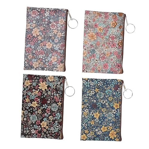LIFKOME 4stücke Floral Muster Geldbörse Für Damen Kleine Baumwollstoff Kartenhalter Mit Reißverschluss Münztäschchen Zum Tragen in Tasche Rucksack von LIFKOME