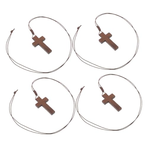 LIFKOME 4-teilige Holzkreuz-halskette: Retro-halskette Mit Osterkruzifix-anhänger Und Verstellbarer Kordel – Für Männer Und Frauen, Religiöser Schmuck Und Fahrzeugdekoration von LIFKOME