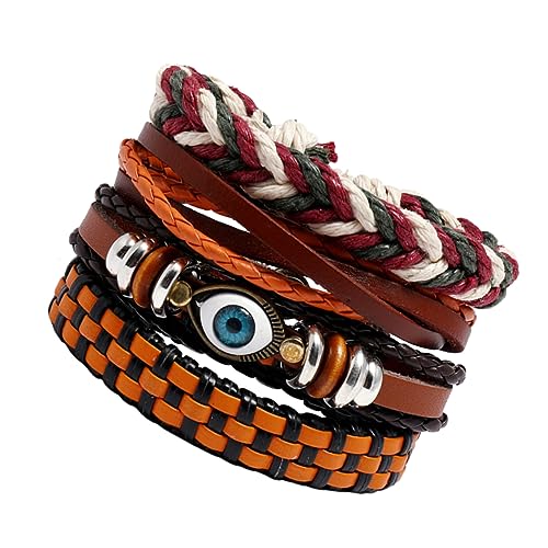 LIFKOME 4Stücke Teiliges Geflochtenes Boho-armband Herren Stilvolle Handkette mit Modischem Design Perfektes für Langlebig und Vielseitig Kombinierbar von LIFKOME