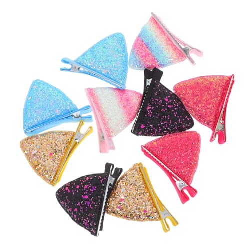 LIFKOME 5 Paare Glitzernde Katzenohren Haarspangen Bunte Tierische Haar-accessoires für Mädchen Leuchtende Cosplay Barrettes für Halloween Weihnachten und Alltag von LIFKOME