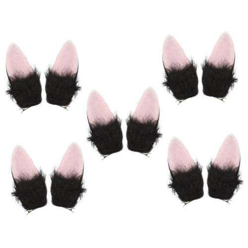LIFKOME 5paare Cosplay Kaninchenohren Haarschmuck Für Kostümpartys Süße Und Strapazierfähige Kopfdeko Mehrfarbige Plüsch-haarspangen Für Halloween Und von LIFKOME