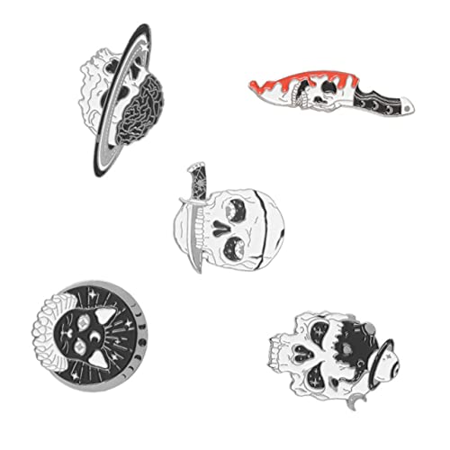 LIFKOME 5 Sätze Teiliges Halloween Broschen Mit Skull Katze Und Messer Design Kreative Anstecknadeln Für Kleidung Rucksäcke Und Dekoration Für Partys Und Tägliche Outfits 5 Stück * 5 von LIFKOME