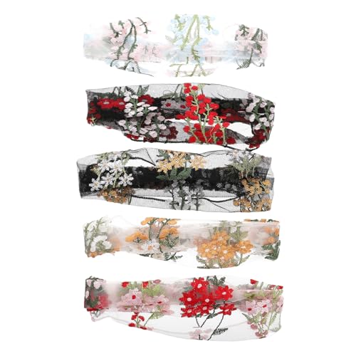 LIFKOME 5 Stück Blumen Spitzen Stirnband Spitzenblumen Stirnbänder Kopfschmuck Haarbänder Breitkrempiges Stirnband Elegantes Stirnband Spitzen Haarbänder Mehrzweck Haarbänder von LIFKOME