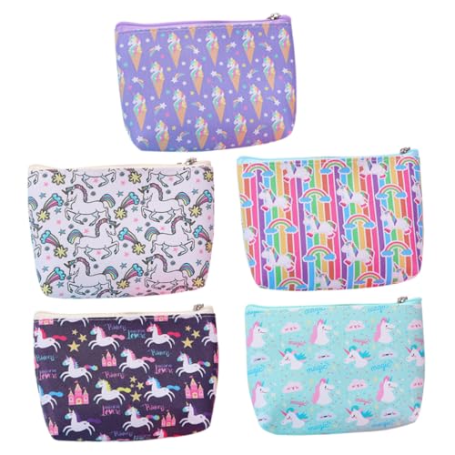 LIFKOME 5stücke Teiliges Cartoon Einhorn Münztaschen Für Kleine Pu Geldbörsen Praktische Aufbewahrung Für Kleingeld Und Kosmetik Für Unterwegs von LIFKOME