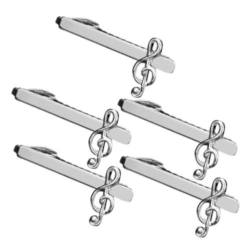 LIFKOME 5 Stück Herren Krawattennadel mit Musiknoten Motiv Metall Tie Clip mit Starkem Halt Stilvoller und Kreativer Anzug Accessoire für Business Konferenzen und Freizeit Anlässe von LIFKOME
