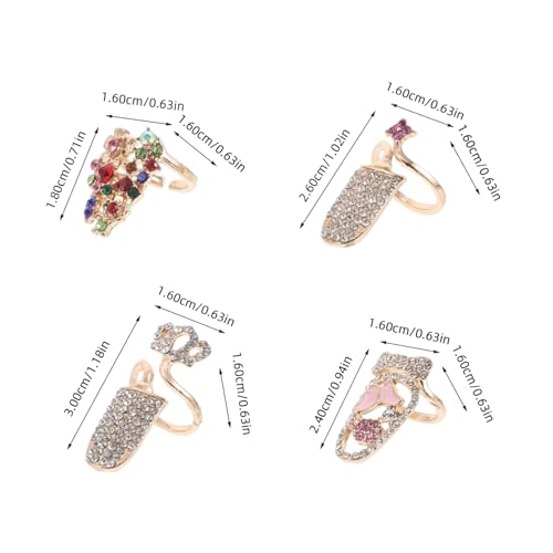 LIFKOME 5 Stück Teiliges Damen Nagelring Funkelnden Strasssteinen Verstellbare Fingernagelringe aus Langlebigem Material Eleganter Schmetterling hohlring Modischer Fingerschmuck für von LIFKOME
