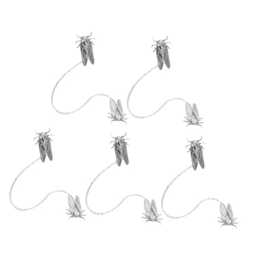 LIFKOME 5 Stück Teiliges Insekten-broschen Silbernem Zikaden-motiv Langlebige Metalllegierung Sicherheitsnadelverschluss für Festen Halt an Jacken Hemden und Pullovern Stilvolle von LIFKOME
