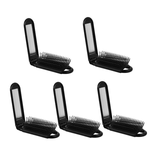 LIFKOME 5 Stück Teiliges Mini faltkamm Integriertem Spiegel Kompakte Tragbare Haarbürsten für Glattes Dickes Haar Praktische Reise haartools Langlebig und Handlich für Damen und Herren von LIFKOME
