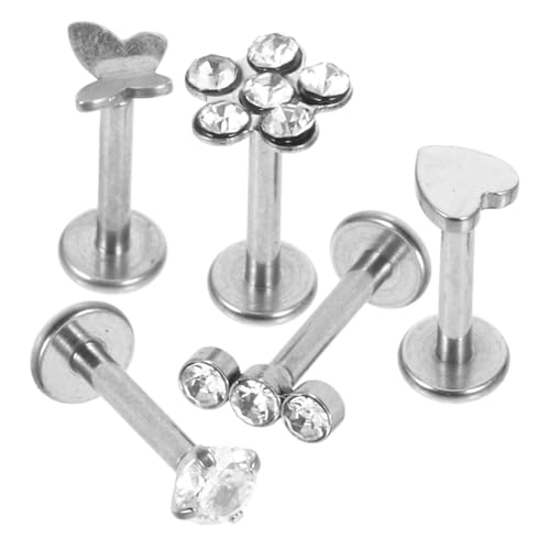 LIFKOME 5 Stück Teiliges Piercing Schmuck Set aus Edelstahl mit Funkelnden Kristallen Vielseitig für Nase Lippen Tragus Knorpel und Helix Langlebig Glänzend Modisch für Damen und Herren von LIFKOME
