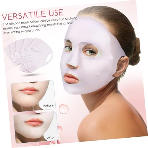 LIFKOME 5 Stück Teiliges Silikon Wiederverwendbar Gesichtsmaske Weich Dehnbar Hautfreundlich Feuchtigkeitsbewahrend für Frauen und Empfindliche Haut Geeignet von LIFKOME