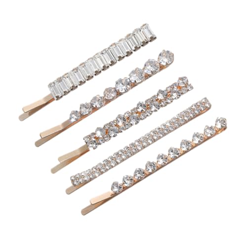LIFKOME 5 Stück Teiliges Strass Haarschmuck Geometrische Wasserstein Haarspangen aus Metall Elegante Damen Haarklammern für Alltag Party Hochzeit Vielseitig Kombinierbar Goldfarben von LIFKOME