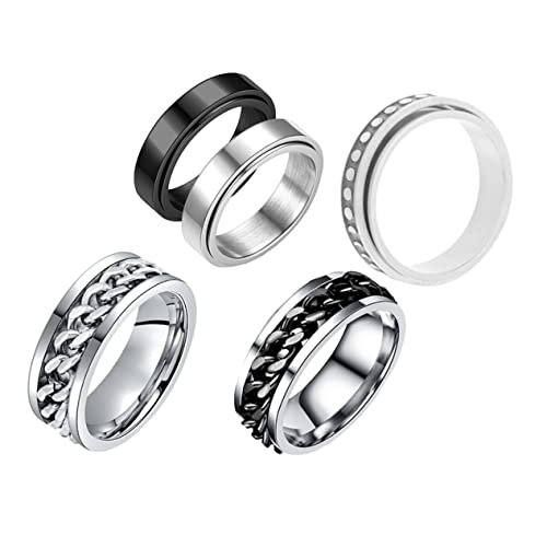 LIFKOME 5 Stück Teiliges Titanium Fidget Drehring Set Leichte Drehbare Finger und Daumenringe Modisch Schlicht zur Stressreduktion und Beruhigung bei Unruhe Vielseitig Kombinierbar von LIFKOME