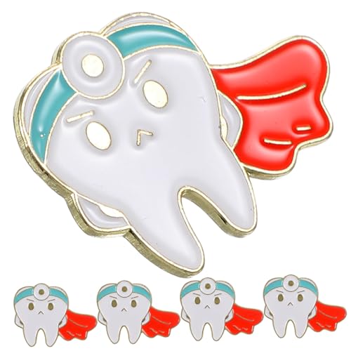 LIFKOME 5 Stück Zahn Anstecknadeln Metall Brosche Cartoon Design Emaille Pin für Damen Kleidung Accessoire Feminist Geschenk für Krankenschwestern und Zahnärzte von LIFKOME