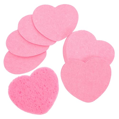 LIFKOME 50 Stück Gesichtsreinigungsschwämme: Komprimierter Make-up-Entfernungsschwamm in Herzform und Rosa – Mini-Kosmetikentferner-Pad – Reise-Essential für Frauen von LIFKOME