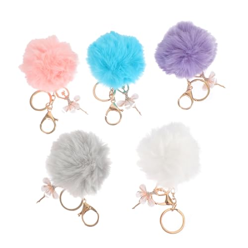 LIFKOME 5St Fellknäuel Schlüsselanhänger Knäuel aus künstlichem Kaninchenfell die Tragetasche für Damen gemüseausstecher trauzeugengeschenke Pom Poms Schlüsselanhänger Pom-Pom-Kugeln Harz von LIFKOME