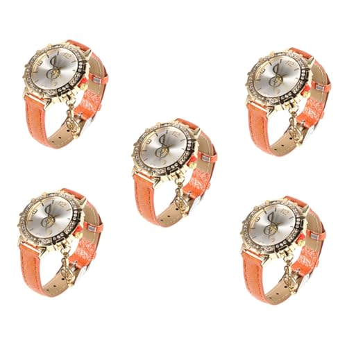 LIFKOME 5St Gürteluhr mit Diamanten damenarmbanduhren merksam Schmuckuhr Mädchen Modeuhren für Damen Damenuhren Mädchen Armbanduhr glänzende Metalluhr Bewegungstyp: Quarz Orange von LIFKOME