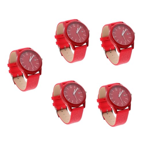 LIFKOME Rotes Uhr 5st Quartz Uhr Weibliche Armbanduhr Damenuhren Kleine Mädchenuhr Analoge Uhr Damen Dekoration Ansehen Damenarmbanduhr Ladies Watch Frauen Schauen Zu Lässige Damenuhr Legierung Rot von LIFKOME