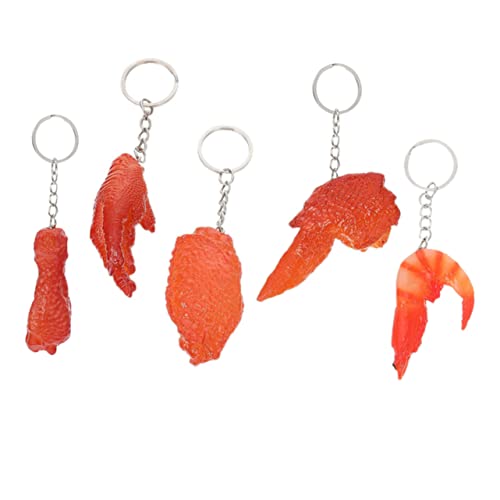 LIFKOME 5stücke Schlüsselanhänger Mit Hähnchenflügel Hähnchenbein Garnelen Und Mehr Kreative Lebensmittel-Designs Für Taschen Und Schlüsselbunde Lustige Dekoration Für Frauen von LIFKOME