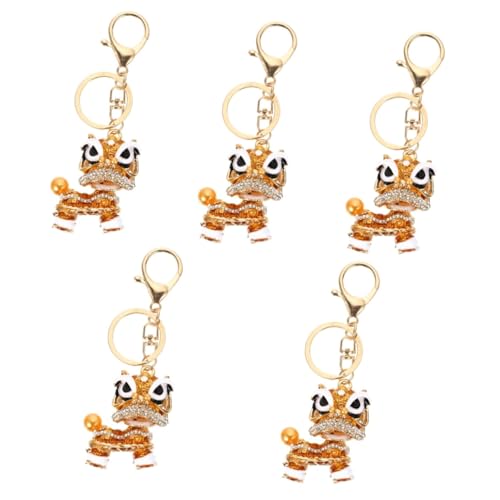 LIFKOME 5st Wecken Sie Löwentaschenverzierungen Auf Chinesischer Tanzender Auto Schlüsselanhänger Strassaufkleber Schlüsselanhänger Mit Chinesischem Tiger Feng-Shui Legierter Diamant von LIFKOME