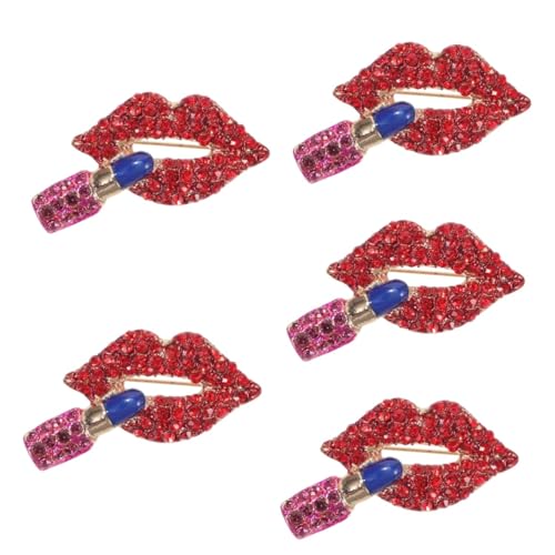 LIFKOME 5stücke Lippenstift Lippen Brosche Strass Brosche Für Frauen Anstecknadel Für Kleider Schals Und Accessoires Für Partys Und Besondere Anlässe von LIFKOME