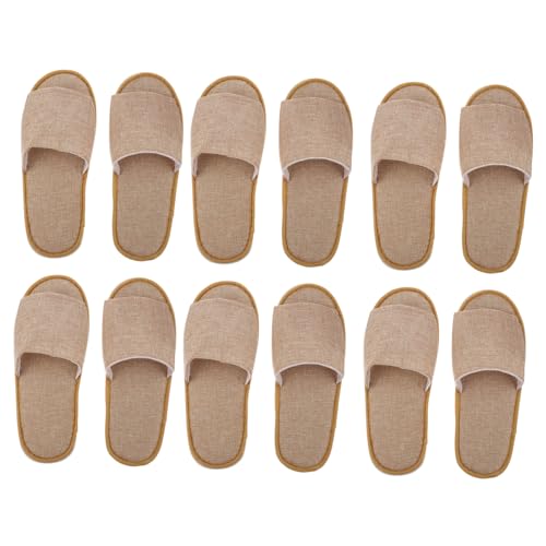 LIFKOME 6 Paare Einweg Hotel Hausschuhe mit Rutschfester Sohle Atmungsaktive Baumwollstoff Slipper Offene Zehen Großes Unisex Design für Spa Reisen Badezimmer und Gästebereich von LIFKOME