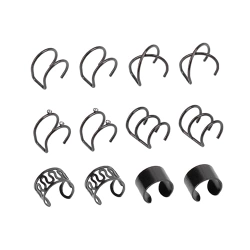 LIFKOME 6 Paare Schwarze Ohrclips Damen Herren Ohrschmuck Modisch Titanstahl Ohrklemmen Nicht Piercing Kreatives Accessoire Für Mädchen Alltag Party Hochzeit von LIFKOME