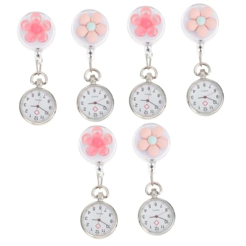 LIFKOME 6stücke Clip Uhr Für Blumenmuster Tragbare Taschenuhr Für Pflegekräfte Mit Einziehbarem Design Für Ärzte Und Studenten von LIFKOME