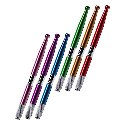 LIFKOME 6 Stück Augenbrauenstifte Metall mit Rundem Kopf Langlebig und Präzise Geeignet für Microblading und Tattoo Kunst Inklusive Farben Rot Blau Gold Violett Grün für Professionelle von LIFKOME