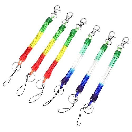 LIFKOME 6stücke Frühling Schlüsselkette Mit Dehnbarem Telefonfederspule Ring Einziehbare Spiralschlüsselanhänger Reißfeste Schlüsselbund Für Schlüssel Handy Und von LIFKOME