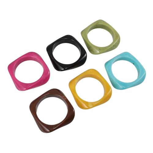 LIFKOME 6 Stück Retro Armreifen Chunky Square Bangle Armbänder Farben Geometrische Damen Schmuckstücke für Alltag Party und Besondere Anlässe Hautfreundlich Modisch Vielseitig von LIFKOME