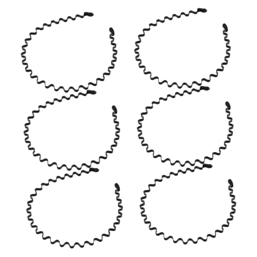 LIFKOME 6 Stück Schwarzes Metall Haarband Unisex Wellenförmiges Rutschfestes Stirnband für Damen und Herren Vielseitig für Sport Yoga Hautpflege und Tägliche Anwendung Sanft zu Haar und von LIFKOME