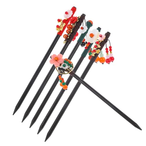 LIFKOME 6 Stück Teiliges Chinesische Holz haarstäbe mit Blumen und Minimalistischen Quasten Langlebige Haarschmuck sticks für Damen Geeignet für Dickes und Lockiges Haar Elegante von LIFKOME
