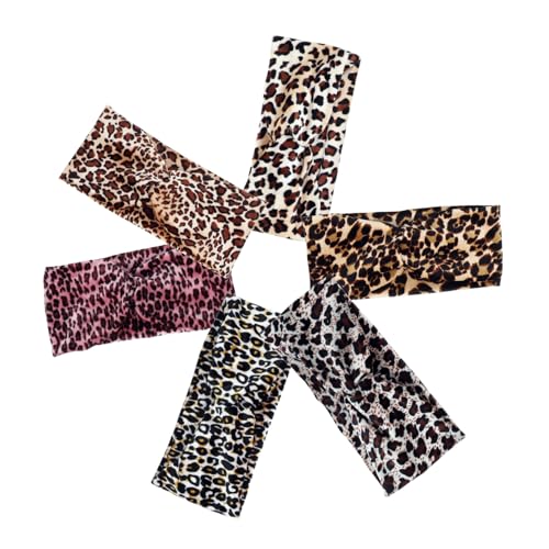 LIFKOME 6 Stück Teiliges Leopard Stirnband Damen Sport Elastisch Atmungsaktiv Geknotet Fitness Yoga Workout Modisch Vielseitig für Laufen Training und Alltag von LIFKOME