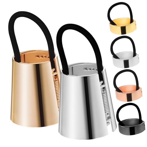 LIFKOME 6 Stück Teiliges Metall Pferdeschwanz Haarmanschetten Elastische Runde Haargummis in Roségold Gold Silber und Schwarz Modische Haar Accessoires für Damen und Mädchen Vielseitig von LIFKOME