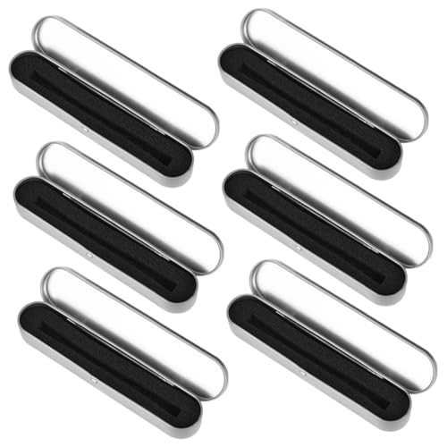 LIFKOME 6 Stück Teiliges Metall Stifteetui Rechteckige Aufbewahrungsbox mit Klappdeckel Multifunktionaler Stifteorganizer für Schule und Büro Platzsparend Robust Silberfarben mit von LIFKOME