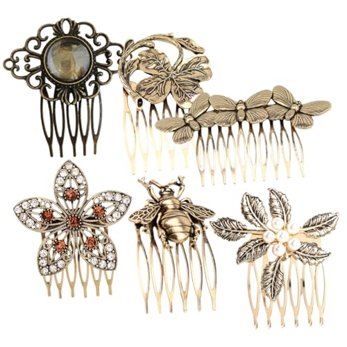 LIFKOME 6 Stück Teiliges Retro Haarkämme mit Strass Schmuck Metall Haarklammern für Frauen und Mädchen Leichter Hochzeitshaarschmuck für Langes und Kurzes Haar Eleganter Brautschmuck für von LIFKOME