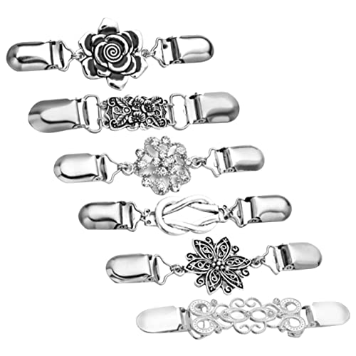 LIFKOME 6 Stück Teiliges Vintage Strickjacken Clips Blumige Cardigan Broschen Kragen Clips für Pullover Vielseitige Anstecknadeln Langlebige Kleidung Accessoires für Party und Alltag von LIFKOME