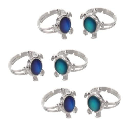 LIFKOME 6 Stück Temperaturfühlende Stimmungsringe mit Verstellbarer Farbwechselnde Meeresschildkröten-designs Emotionsempfindlicher Modeschmuck für Frauen Jugendliche und Partys von LIFKOME