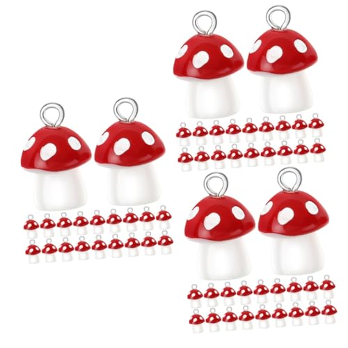 LIFKOME 60 Stk Pilz-Anhänger Halskette Schlüsselanhänger deko für halloween key chains Ohrring während Armbandanhänger Anhänger zum Basteln Charme Zubehör Staubstopfen Schmuck Harz rot von LIFKOME