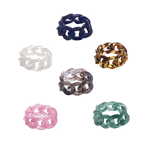 LIFKOME 6stücke Harz Ringe Mit Kettenform Bastelringe Aus Harz Handring Für Fingerschmuck Kreativer Fingerring Für Festivals Und Alltag Exquisites Schmuck Verschiedene Anlässe von LIFKOME