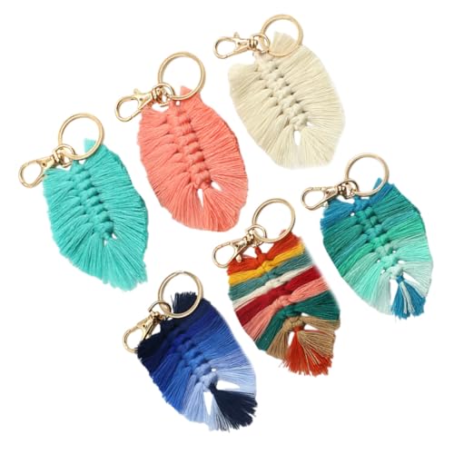 LIFKOME 6stücke Schlüsselanhänger Mit Blättern Und Quaste Schlüsselring Taschenanhänger Nette Keychain Hängende Dekoration Für Damen von LIFKOME