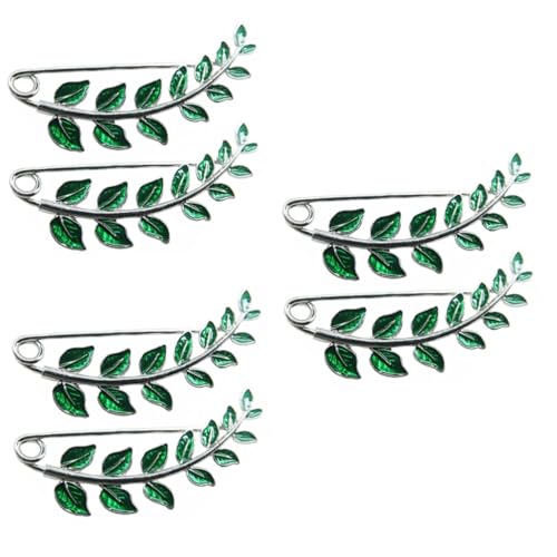 LIFKOME 6stücke Frauen Brosche Jacke Anti-rutsch Schalnadel Einzigartiges Blattmuster Brosche Grün Für Partys Und Besondere Anlässe Vielseitige Dekoration Für Schals Und Tücher von LIFKOME