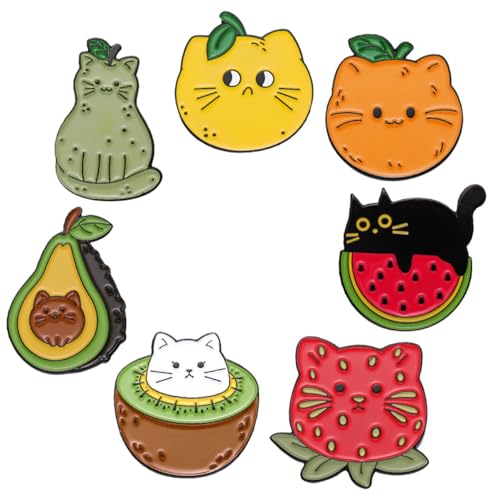 LIFKOME 7 Stück Teiliges Katzen Cartoon Anstecknadeln für Kleidung Rucksack Hut Pullover Niedliche Robuste Reverspins für Frauen Kreative Mode accessoires von LIFKOME