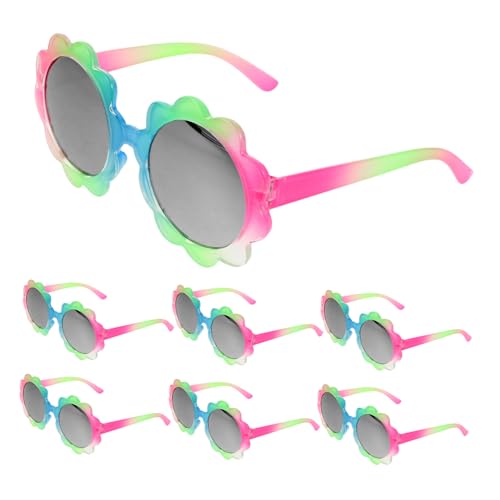 LIFKOME 7 Stück Teiliges Sonnenbrillen mit Uv-schutz Niedliche Runde Sonnenblumen Brillen für Jungen und Mädchen Farbige Cartoon-designs für Kindergartenkinder für Strand Party und Alltag von LIFKOME