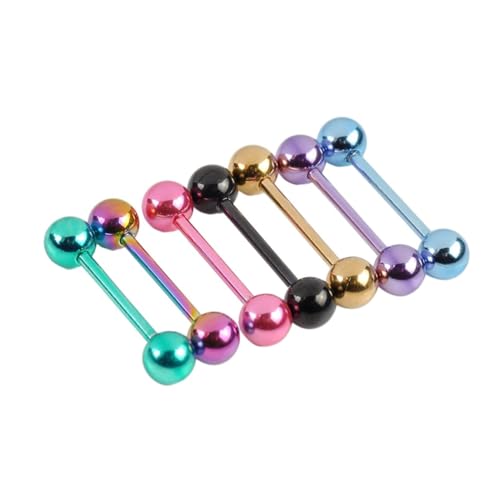 LIFKOME 7 Stück Teiliges Zungenpiercing aus Edelstahl Gerade Doppelkopf dumbbell form Rostfrei Langlebig Hautverträglich Modischer Körperschmuck für Frauen und Alltag Geschenkidee von LIFKOME