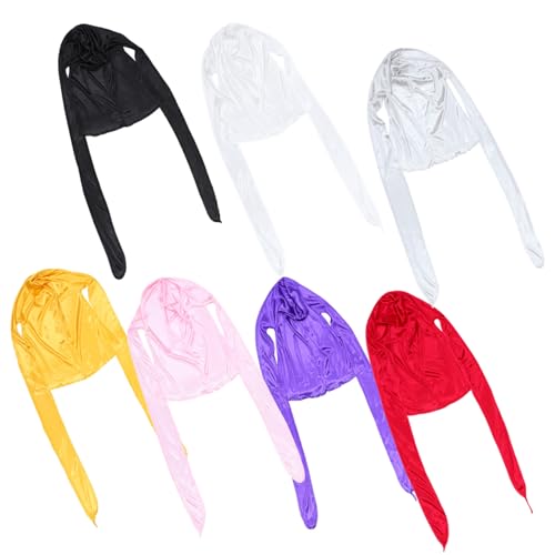 LIFKOME 7stücke Seidige Durags Mit Breiten Trägern Atmungsaktive Lange Halstücher Weinrot Für Damen Und Herren Für Tägliche Outfits Und Haarpflege von LIFKOME